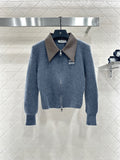 ZIP-UP RIBBED KNIT SWEATER