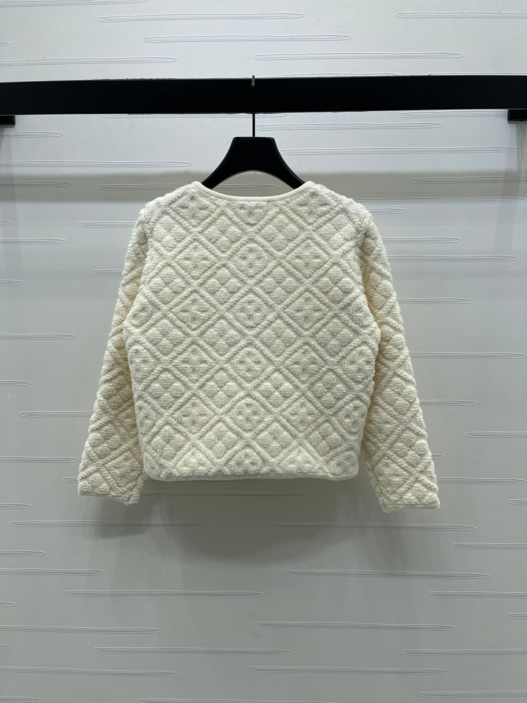 TEXTURED QUILTED KNIT CARDIGAN