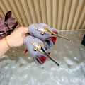 LUXE FUR STILETTO HEELS – GREY & RED EDITION