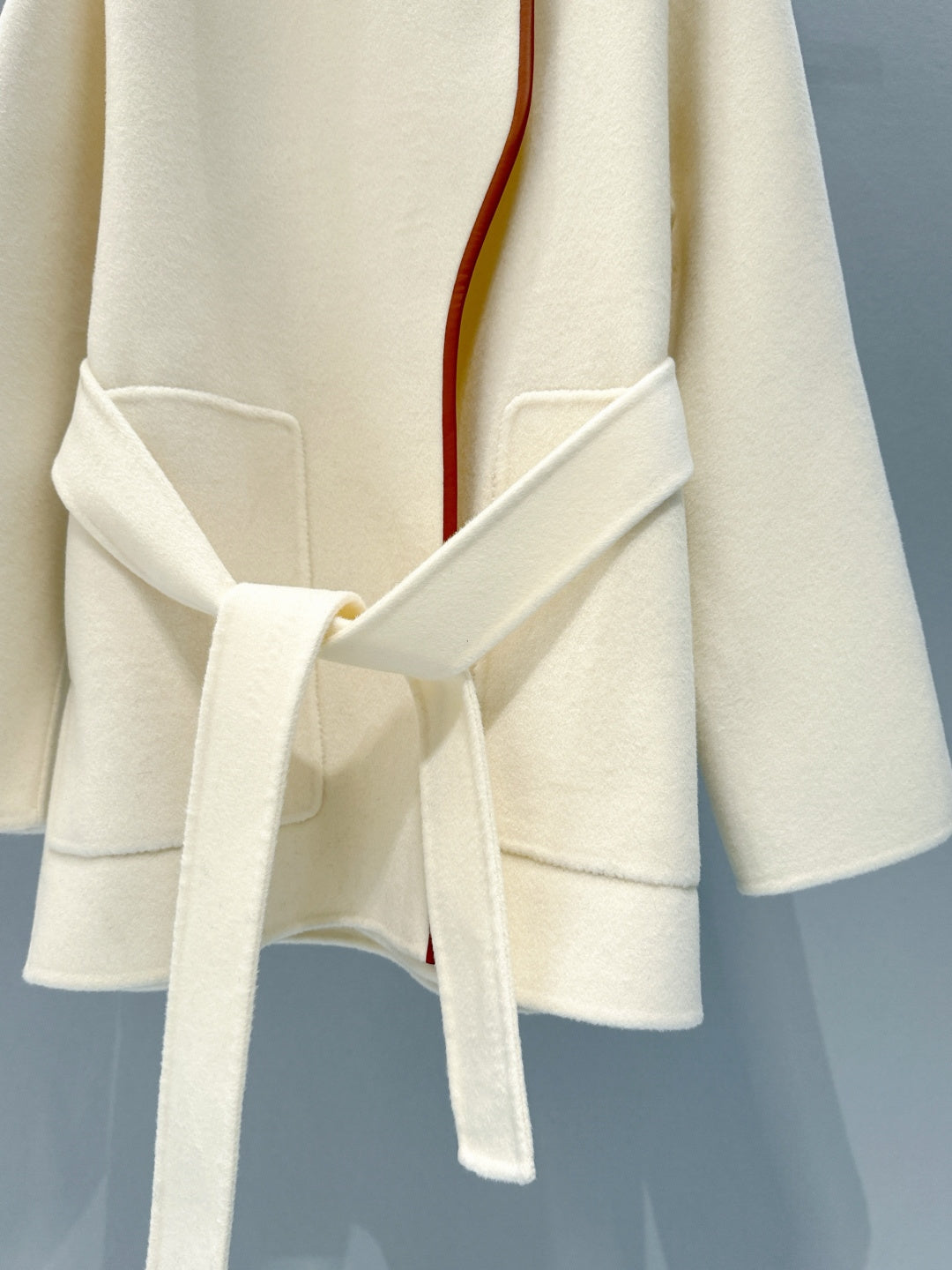 BELTED WOOL BLEND JACKET WITH ASYMMETRIC FRONT DETAIL