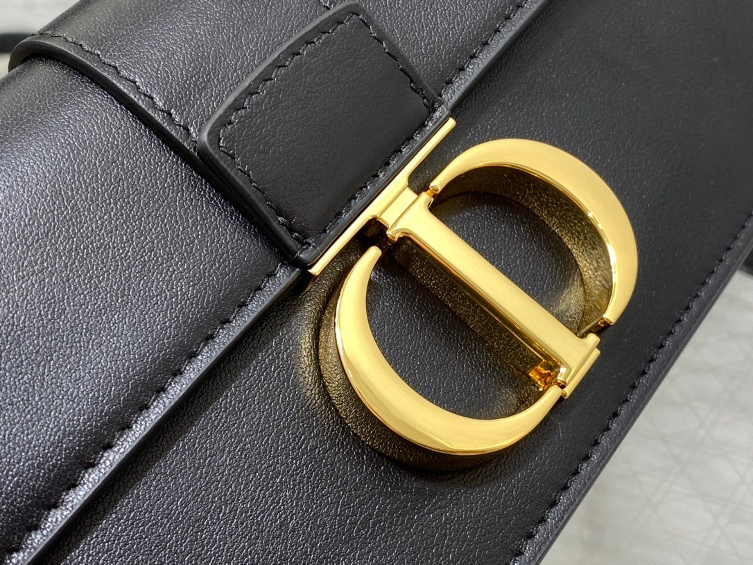 BLACK LEATHER MINI TOP-HANDLE BELT BAG