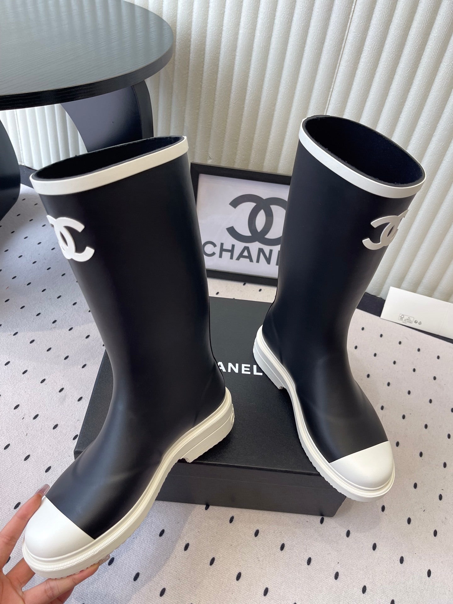 LOGO KNEE-HIGH RUBBER BOOTS