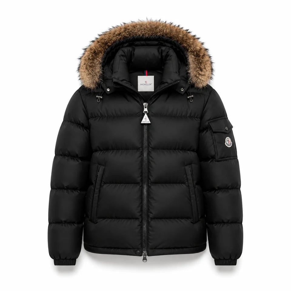 FUR TRIM HOODED PUFFER