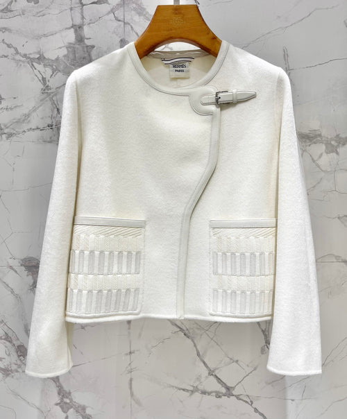 ASYMMETRIC WOOL-BLEND CROPPED JACKET