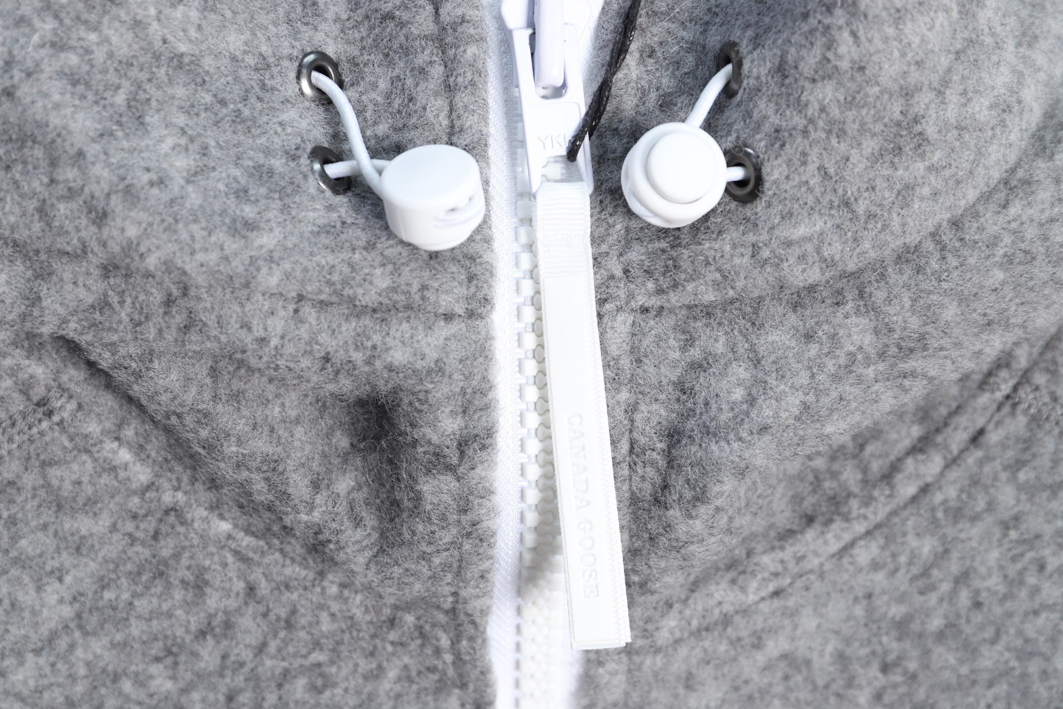 GREY ZIP-UP WOOL BLEND HOODED JACKET