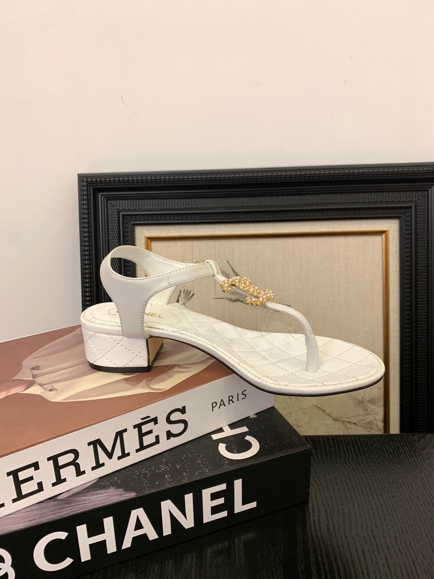 QUILTED PEARL THONG SANDALS – IVORY