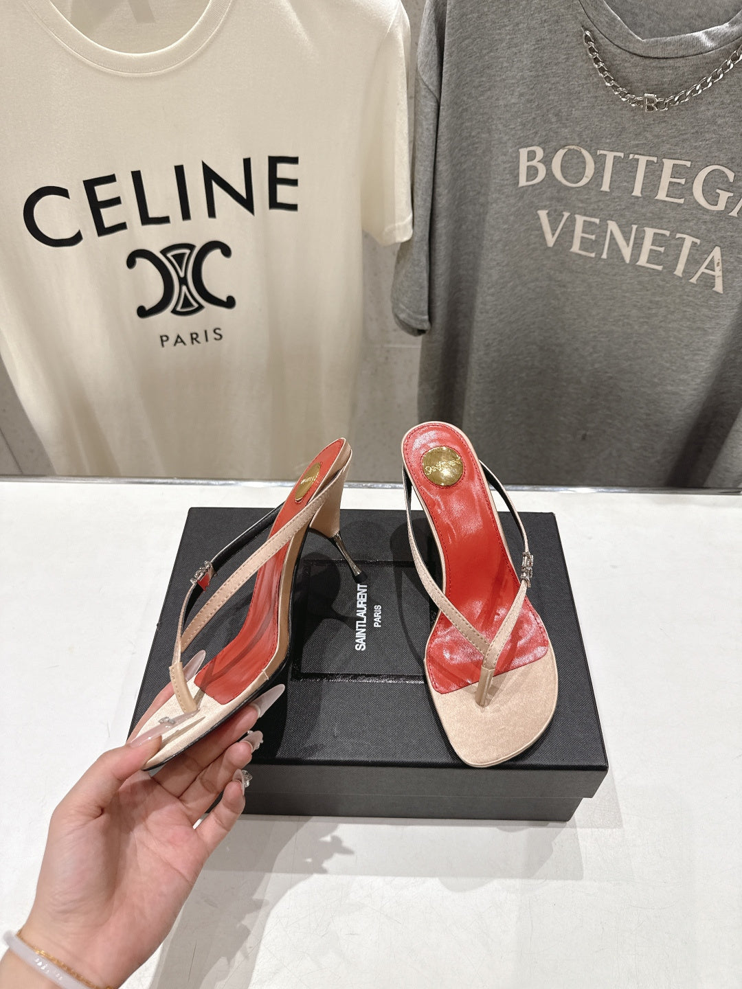 BEIGE STRAPPY KITTEN HEEL SANDALS
