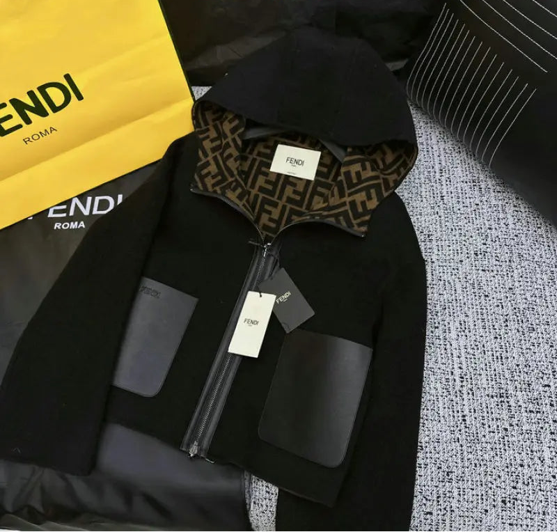HOODED WOOL BLEND ZIP JACKET