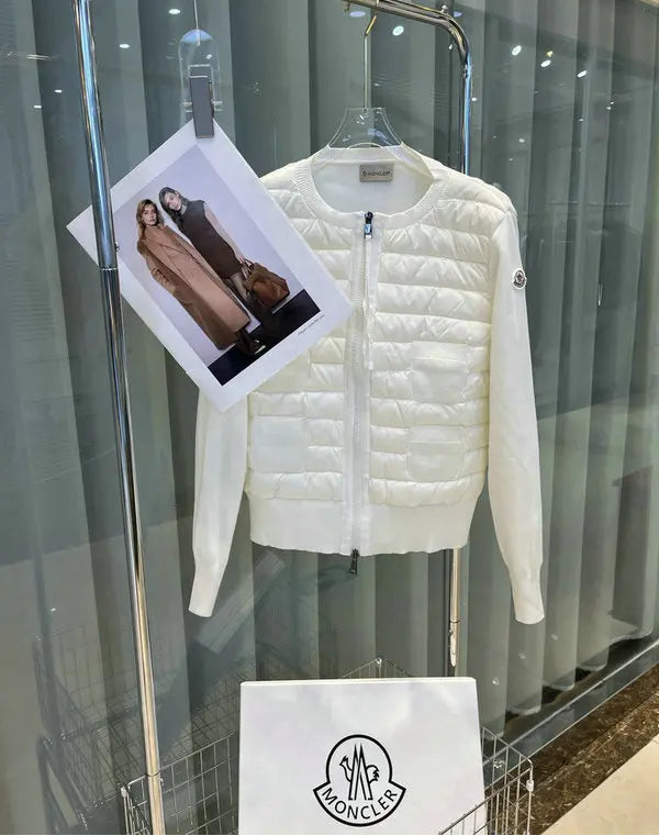 QUILTED PANEL KNIT ZIP JACKET