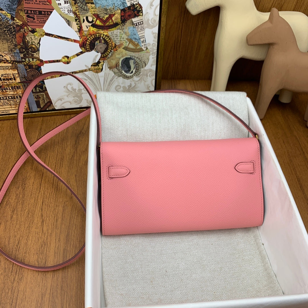 LUXURY PINK LEATHER CROSSBODY WALLET BAG
