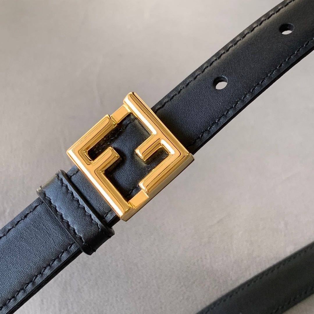BLACK LEATHER BELT WITH GOLD BUCKLE