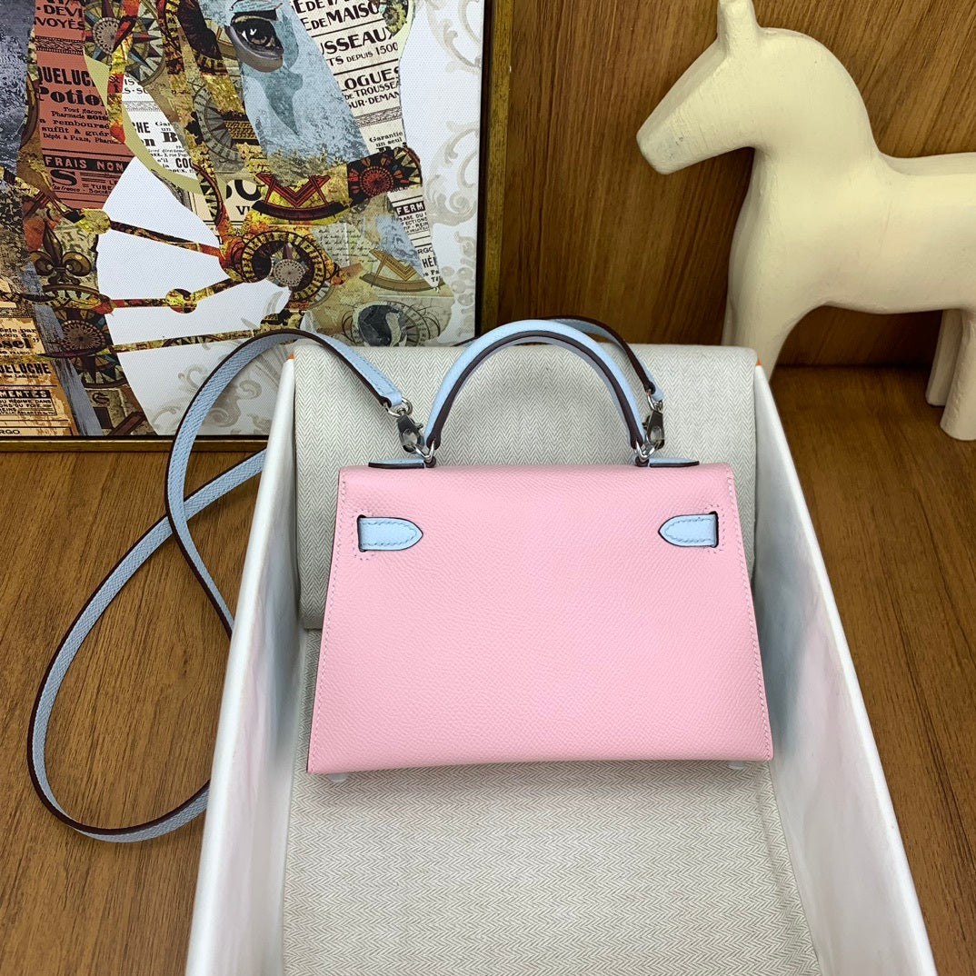 LUXURY MINI PINK & BLUE LEATHER CROSSBODY BAG