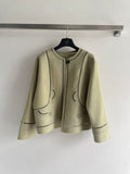 SOFT SAGE EMBOSSED JACKET WITH DECORATIVE TRIM