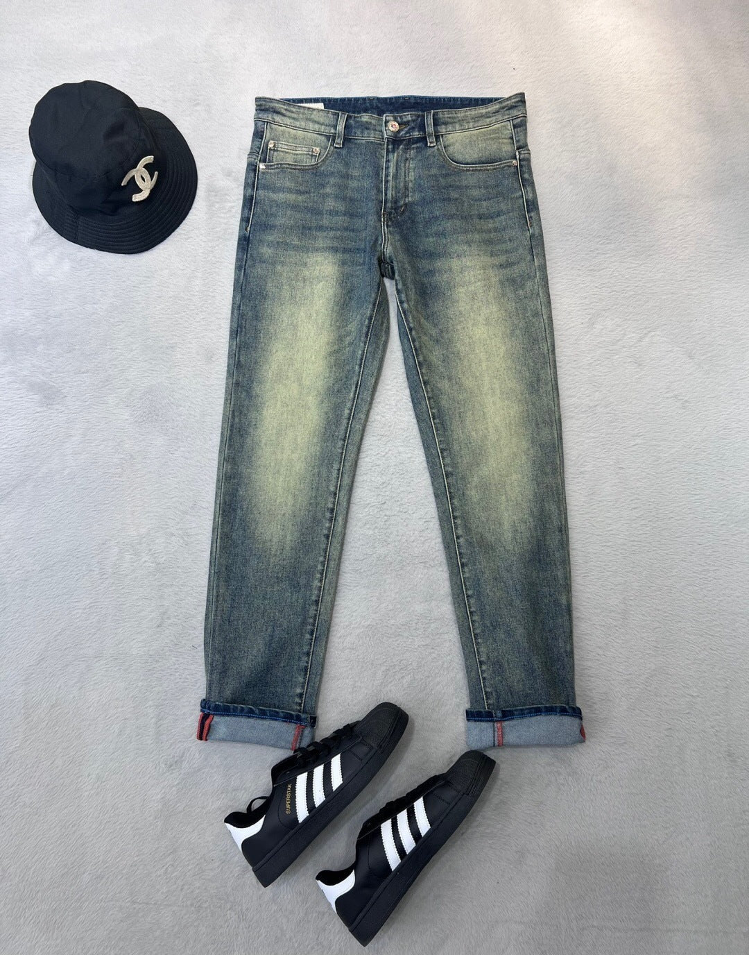 EMBROIDERED LOGO DENIM JEANS