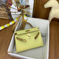 LUXURY MINI LEMON YELLOW LEATHER CROSSBODY BAG WITH WIDE STRAP