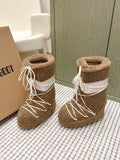 BROWN FAUX FUR LINED WINTER BOOTS