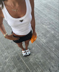 TRIANGLE LOGO FITTED CROP TANK TOP