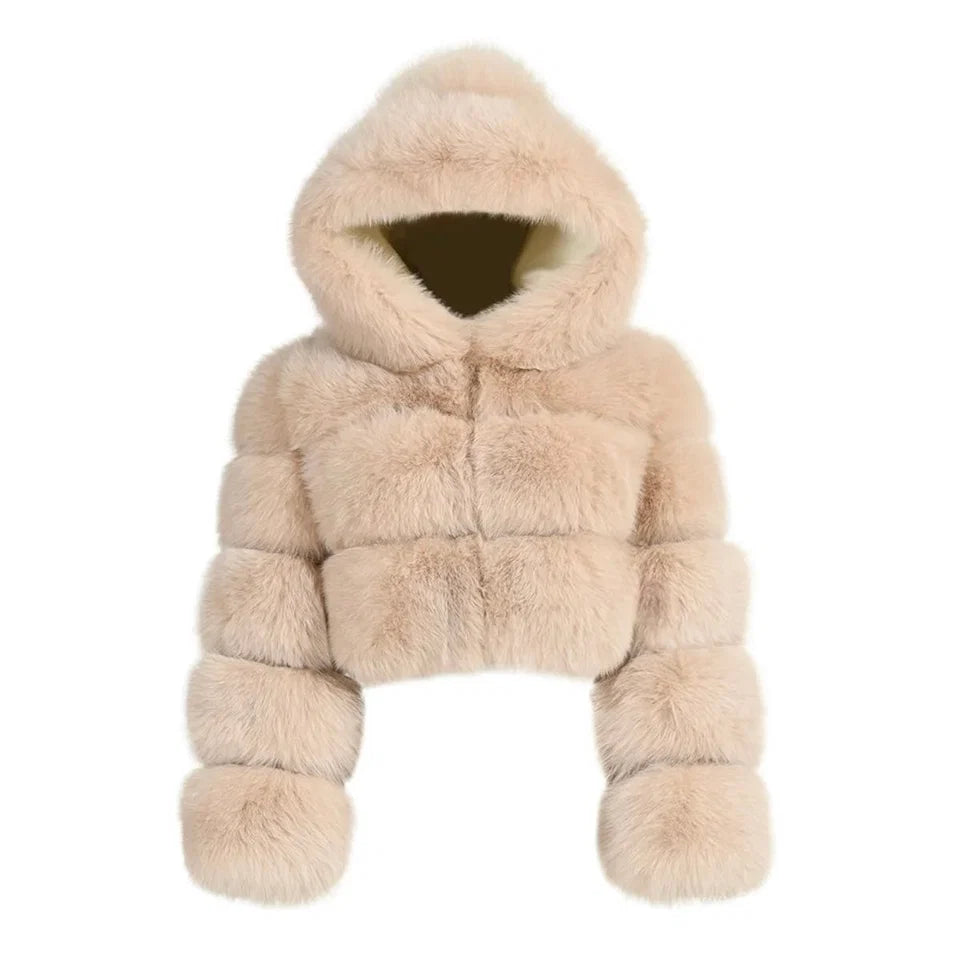 PLUSH FUR HOODED JACKET