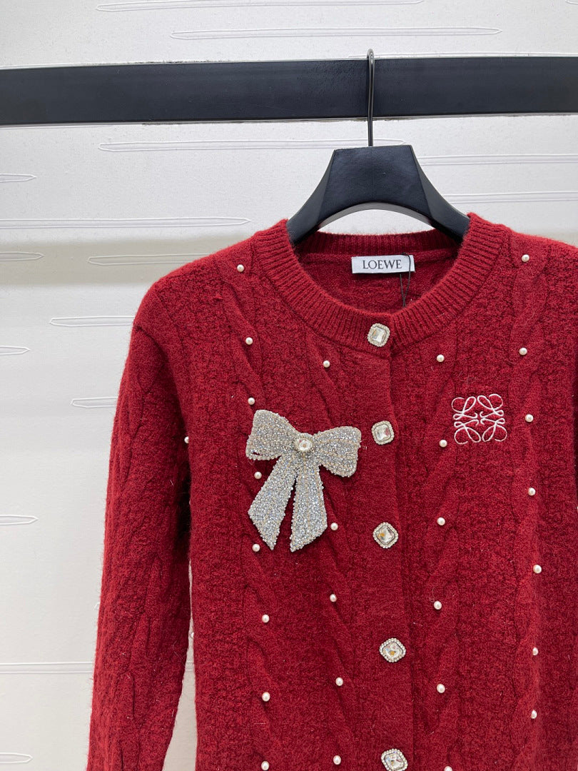 PEARL EMBELLISHED KNIT CARDIGAN