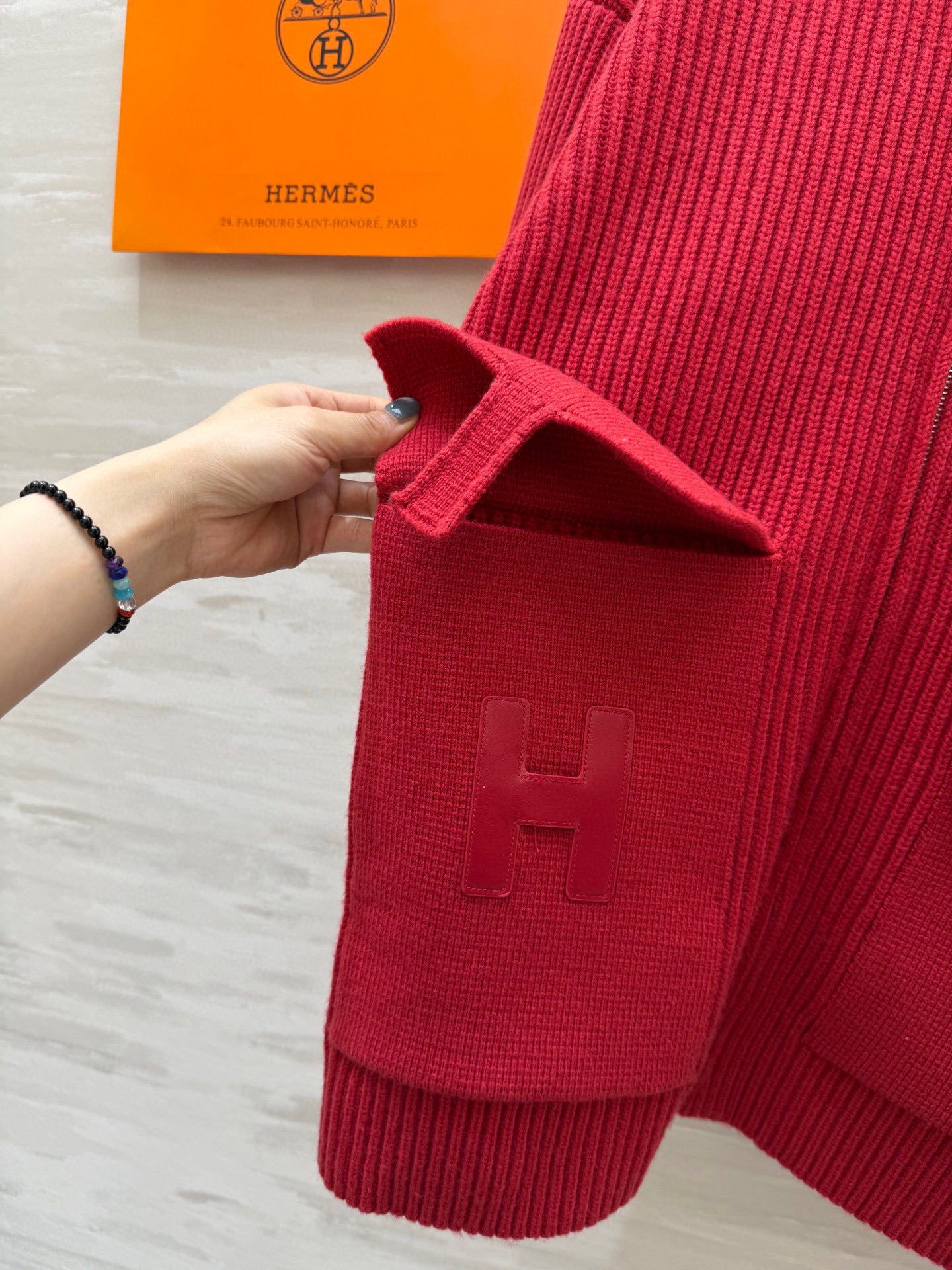 RIBBED ZIP-UP KNIT JACKET WITH FRONT PATCH POCKETS