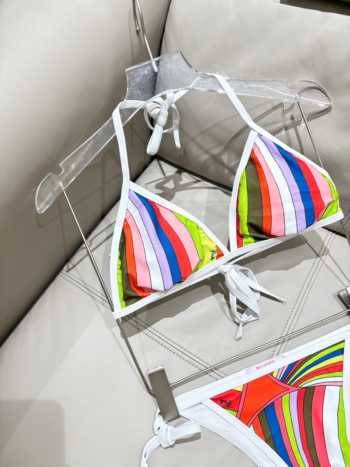 MULTICOLOR STRIPE TRIANGLE BIKINI SET