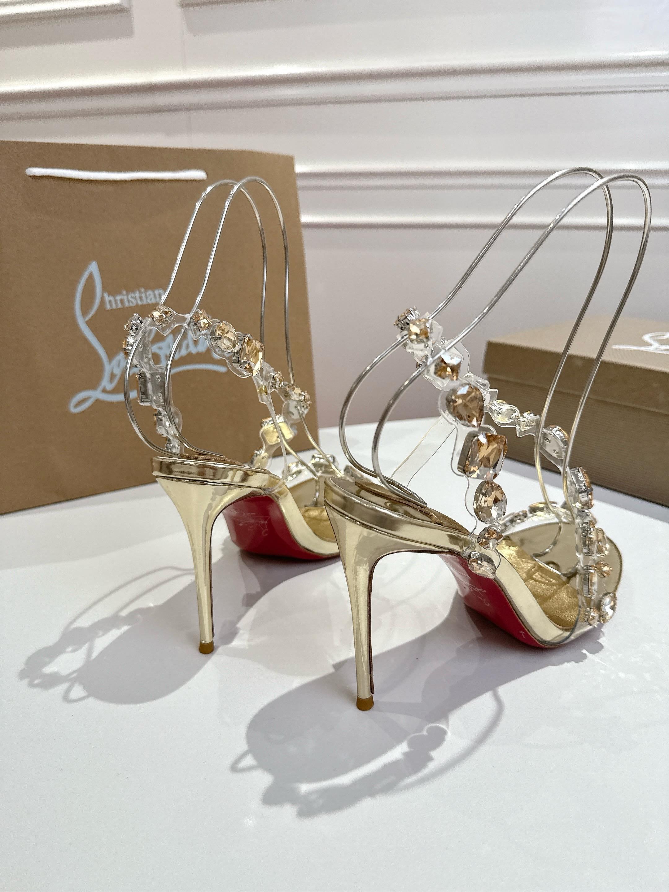 GOLD EMBELLISHED CRYSTAL STRAPPY STILETTO SANDALS