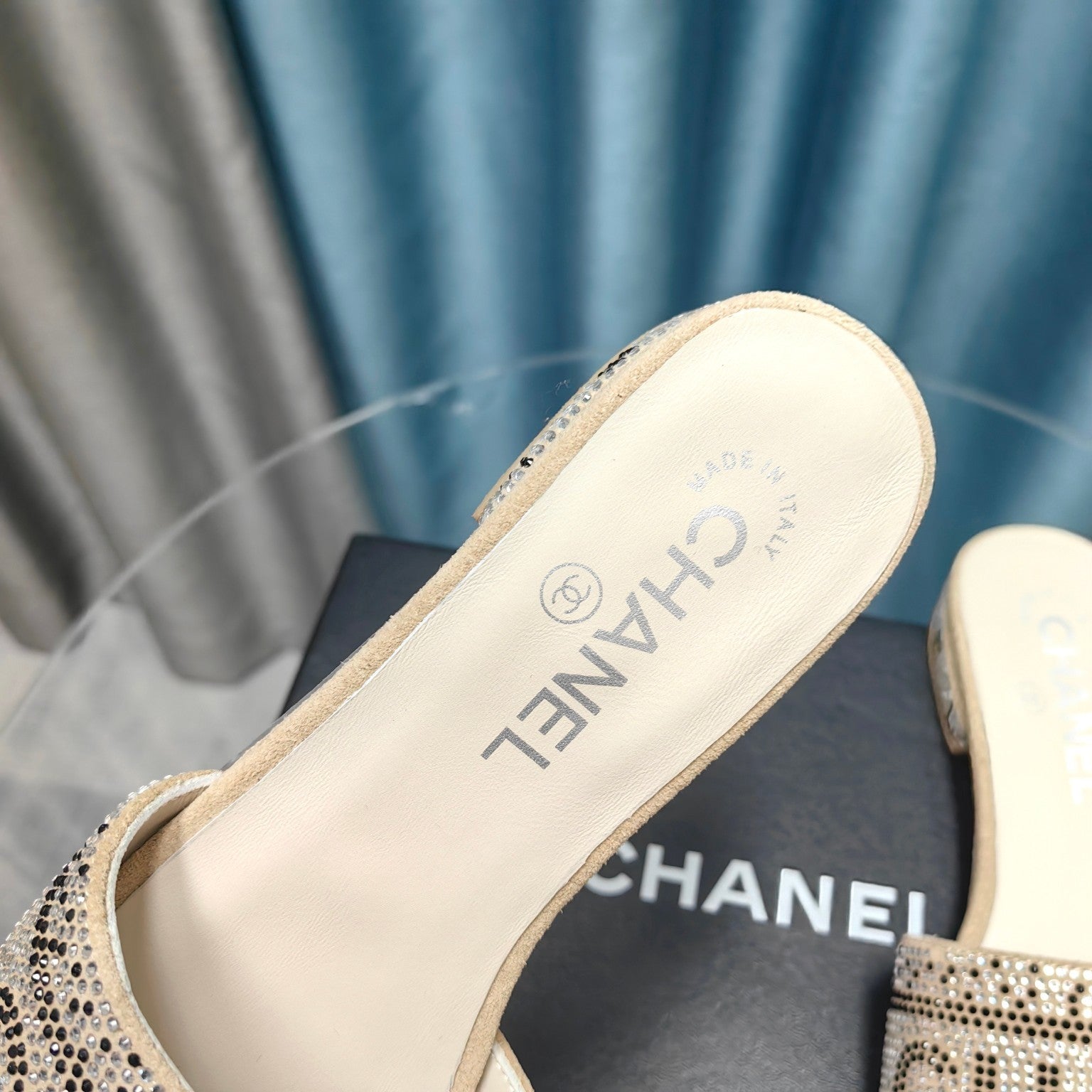 CRYSTAL SLIDE SANDALS
