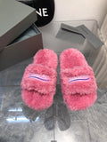 PINK FLUFFY COMFORT SLIDES