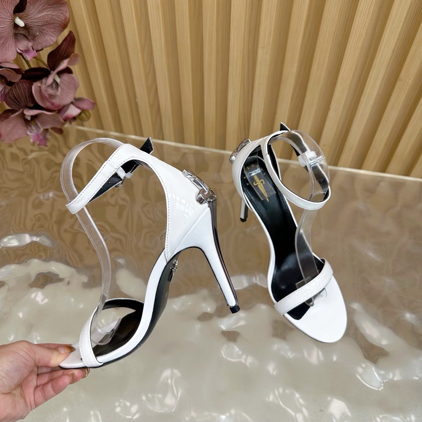 PATENT WHITE STILETTO SANDALS – ELEGANT MINIMALIST EDITION