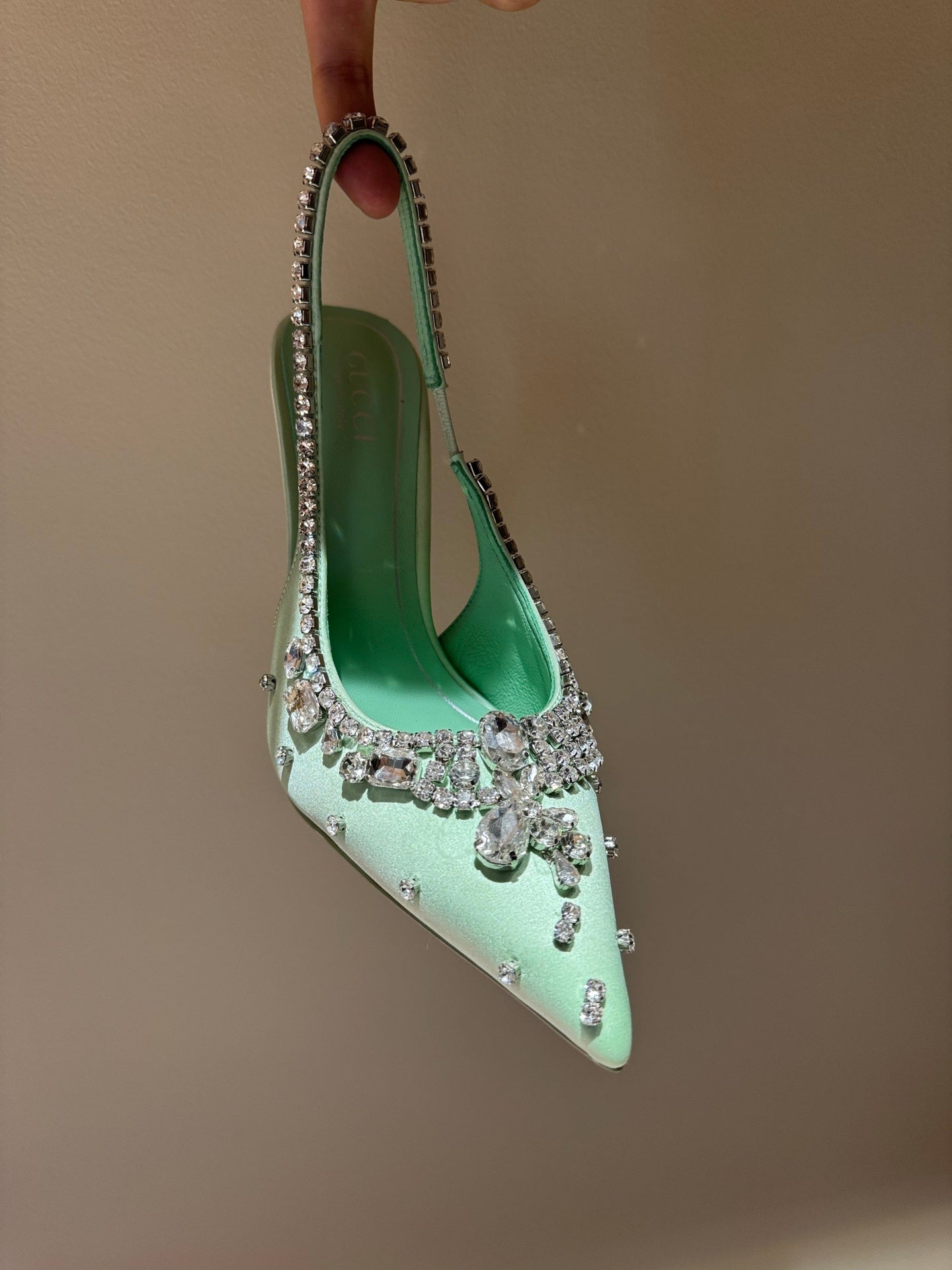 MINT EMBELLISHED SLINGBACK HEELS