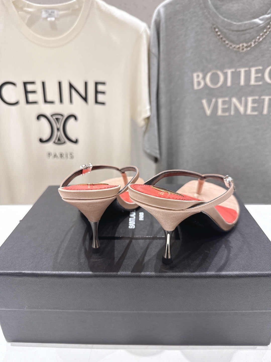 BEIGE STRAPPY KITTEN HEEL SANDALS
