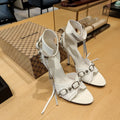 WHITE BUCKLE STRAP HIGH HEEL SANDALS