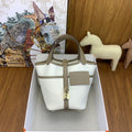 LUXURY CANVAS & TAUPE LEATHER MINI PICOTIN STYLE HANDBAG