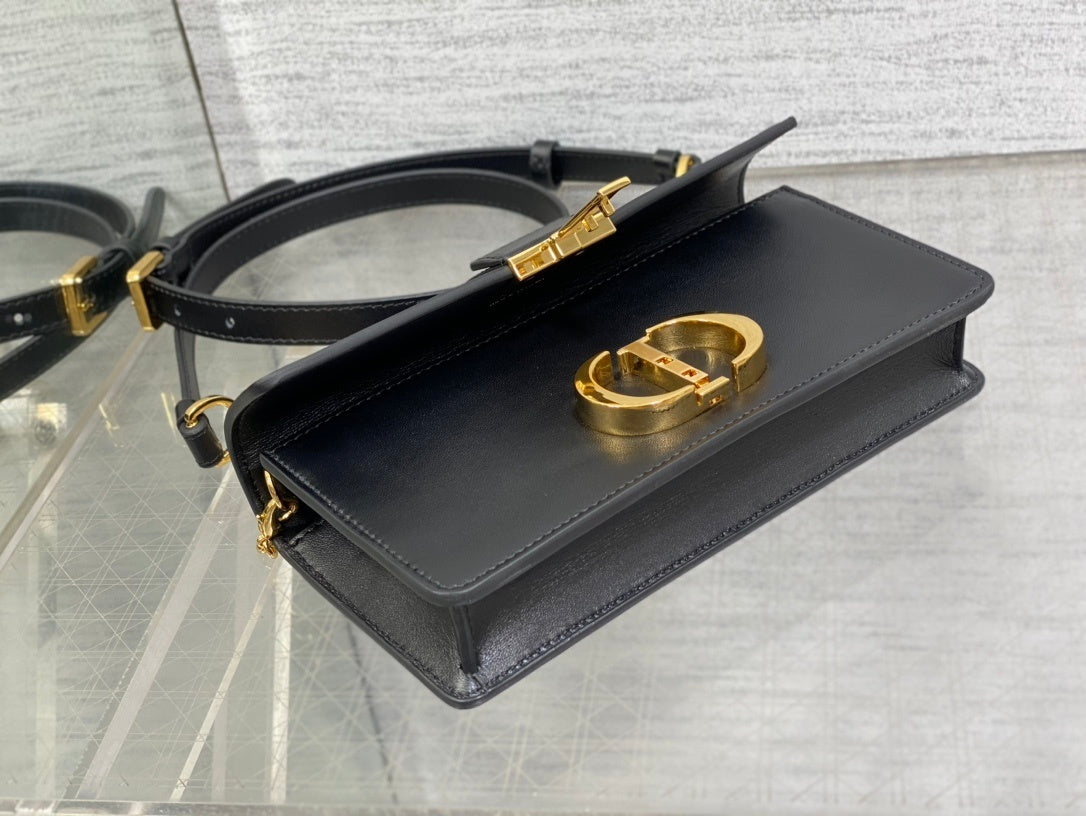 BLACK LEATHER MINI TOP-HANDLE BELT BAG