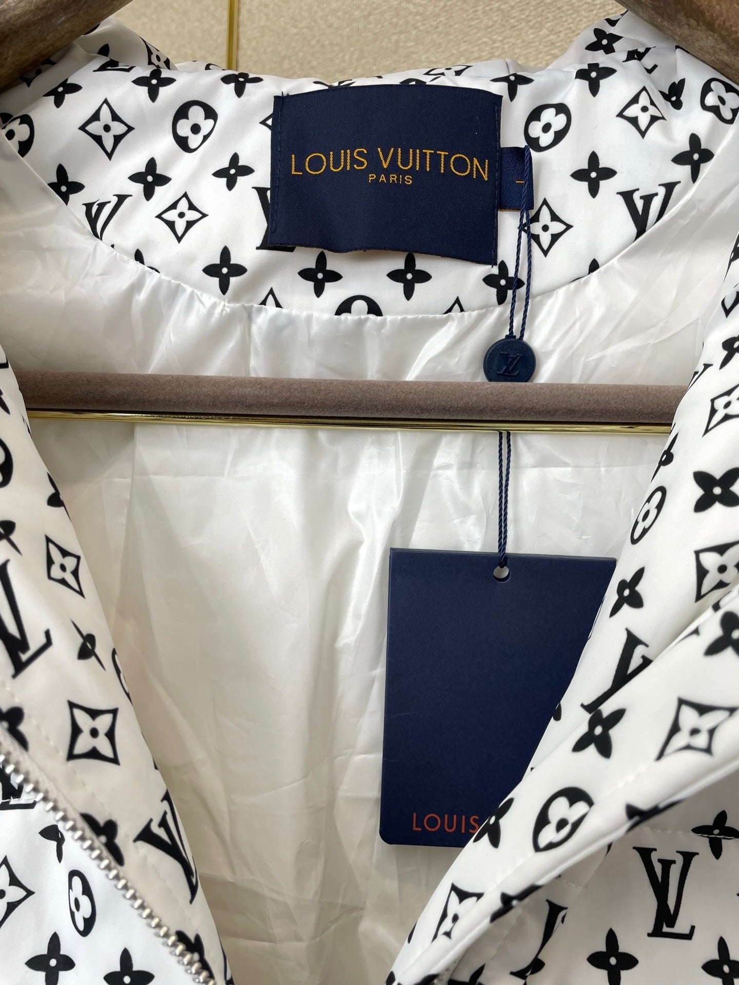 ALL-OVER MONOGRAM PADDED ZIP HOODIE