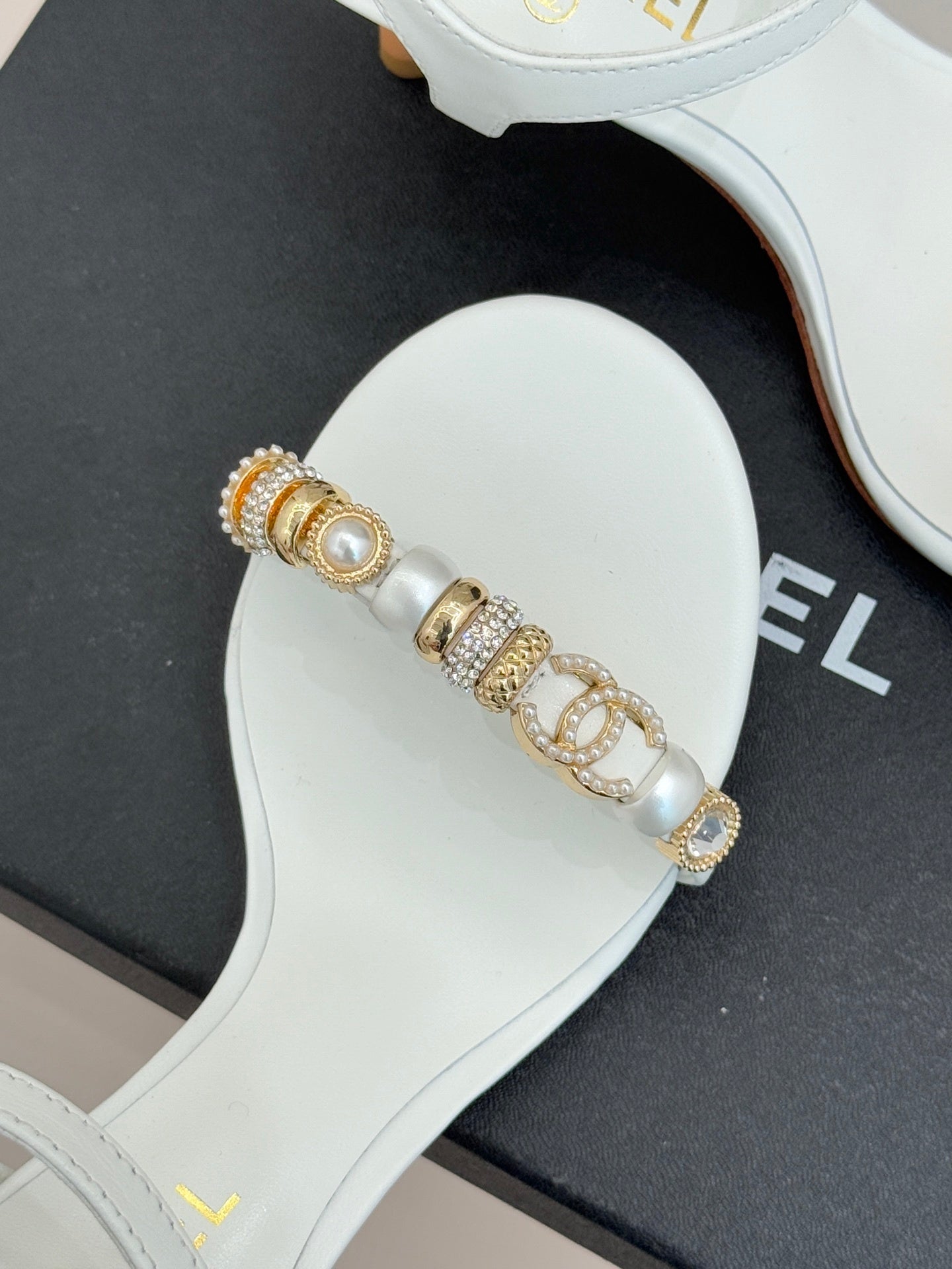 WHITE EMBELLISHED STRAPPY HEEL SANDALS