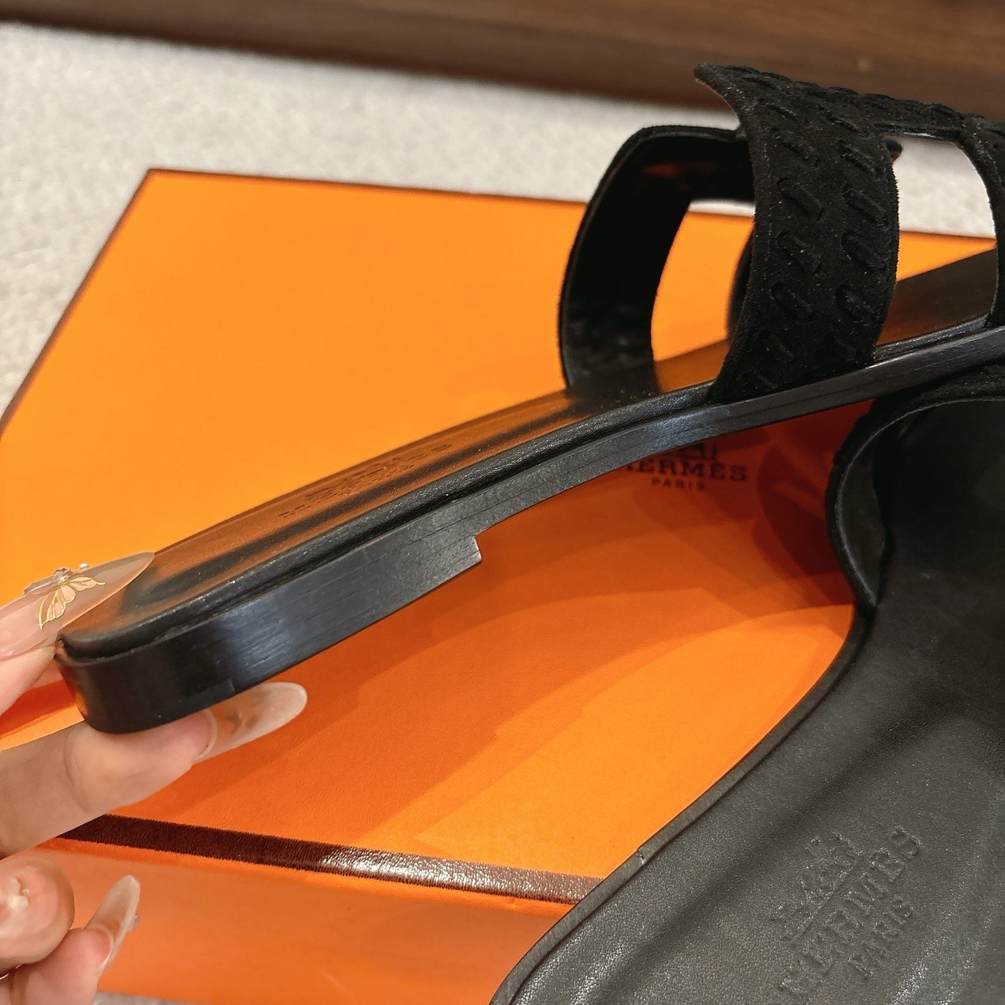 BLACK VELVET SLIDE SANDALS