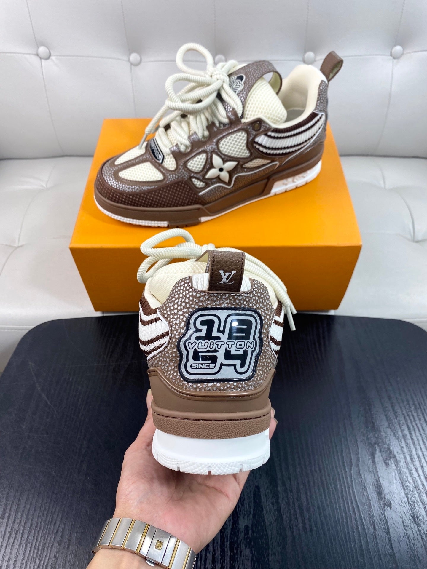BROWN & CREAM CHUNKY SNEAKERS