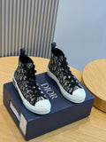 BLACK & BEIGE MONOGRAM HIGH-TOP SNEAKERS