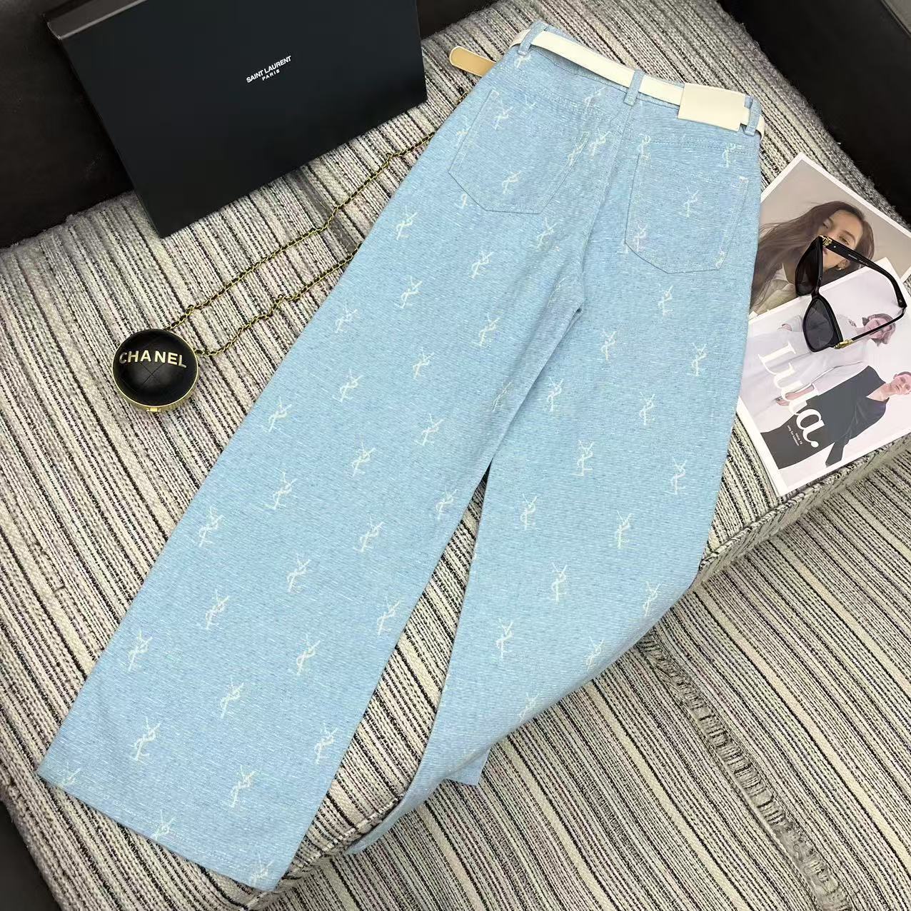 HIGH-WAIST WIDE LEG DENIM PANTS