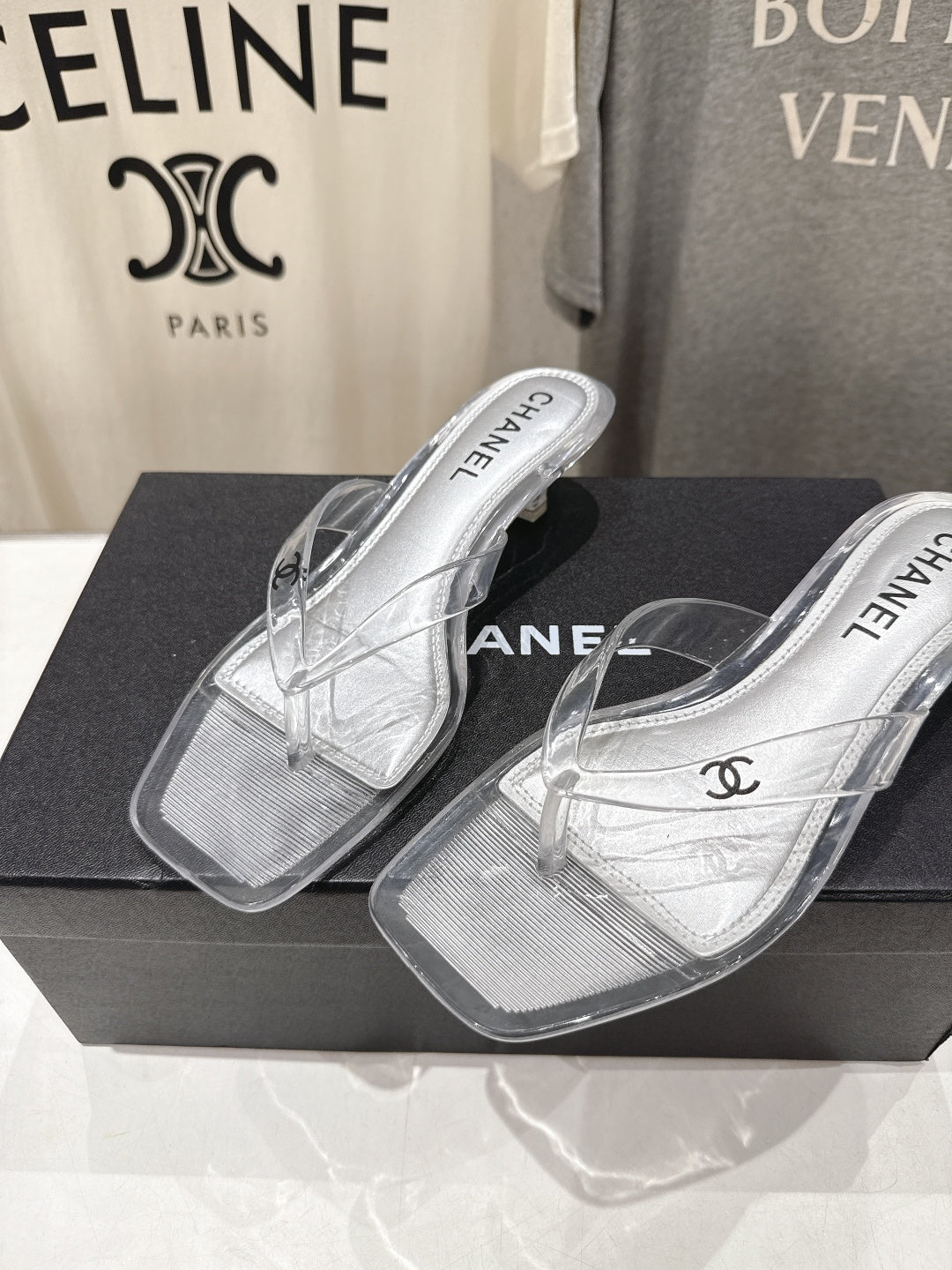CLEAR MINIMALIST HEEL SANDALS