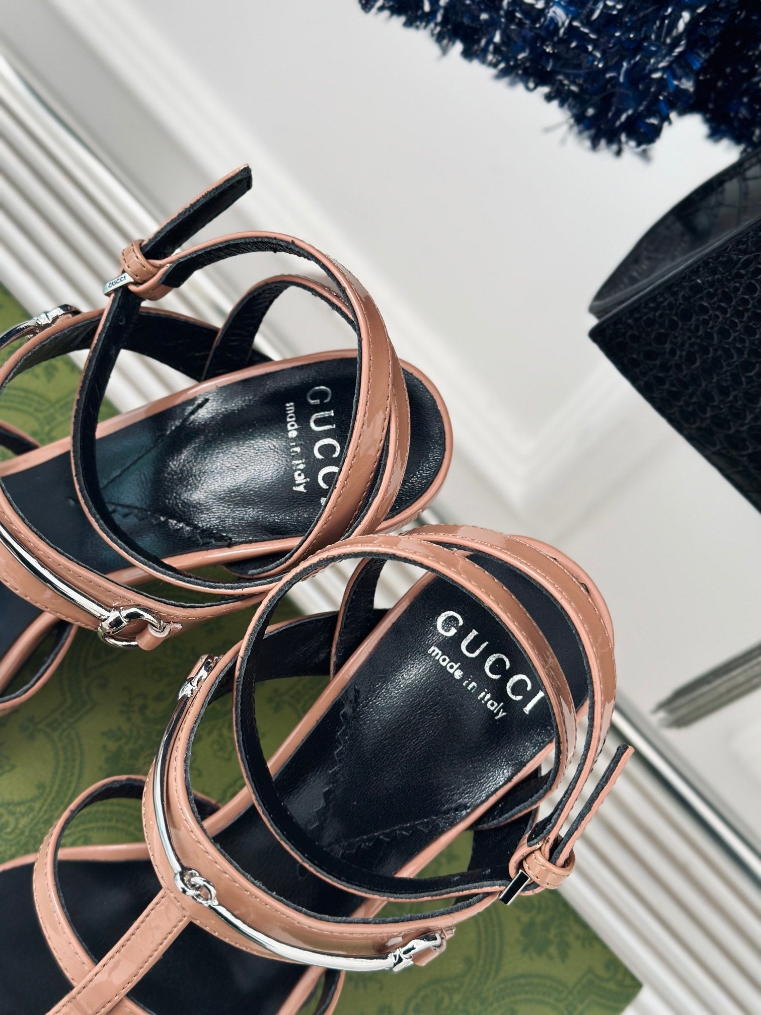NUDE PATENT STRAPPY HEEL SANDALS WITH ELEGANT SILHOUETTE