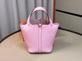 PASTEL PINK MINI PICOTIN STYLE TOP HANDLE BUCKET HANDBAG