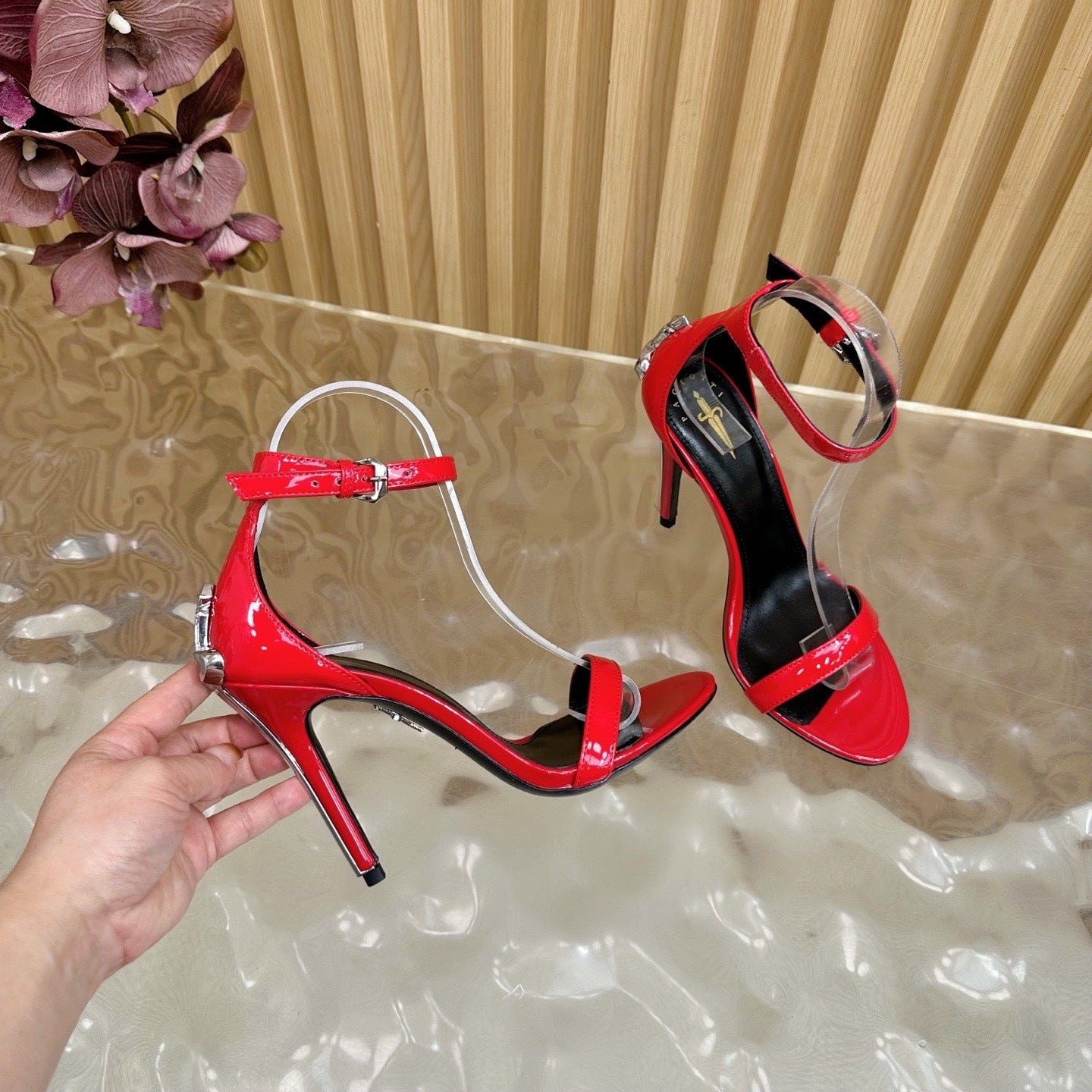 PATENT RED STILETTO SANDALS – GLAM NIGHT EDITION