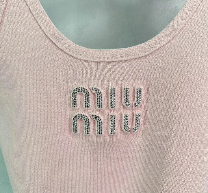 BEADED LOGO CAMI CROP TOP