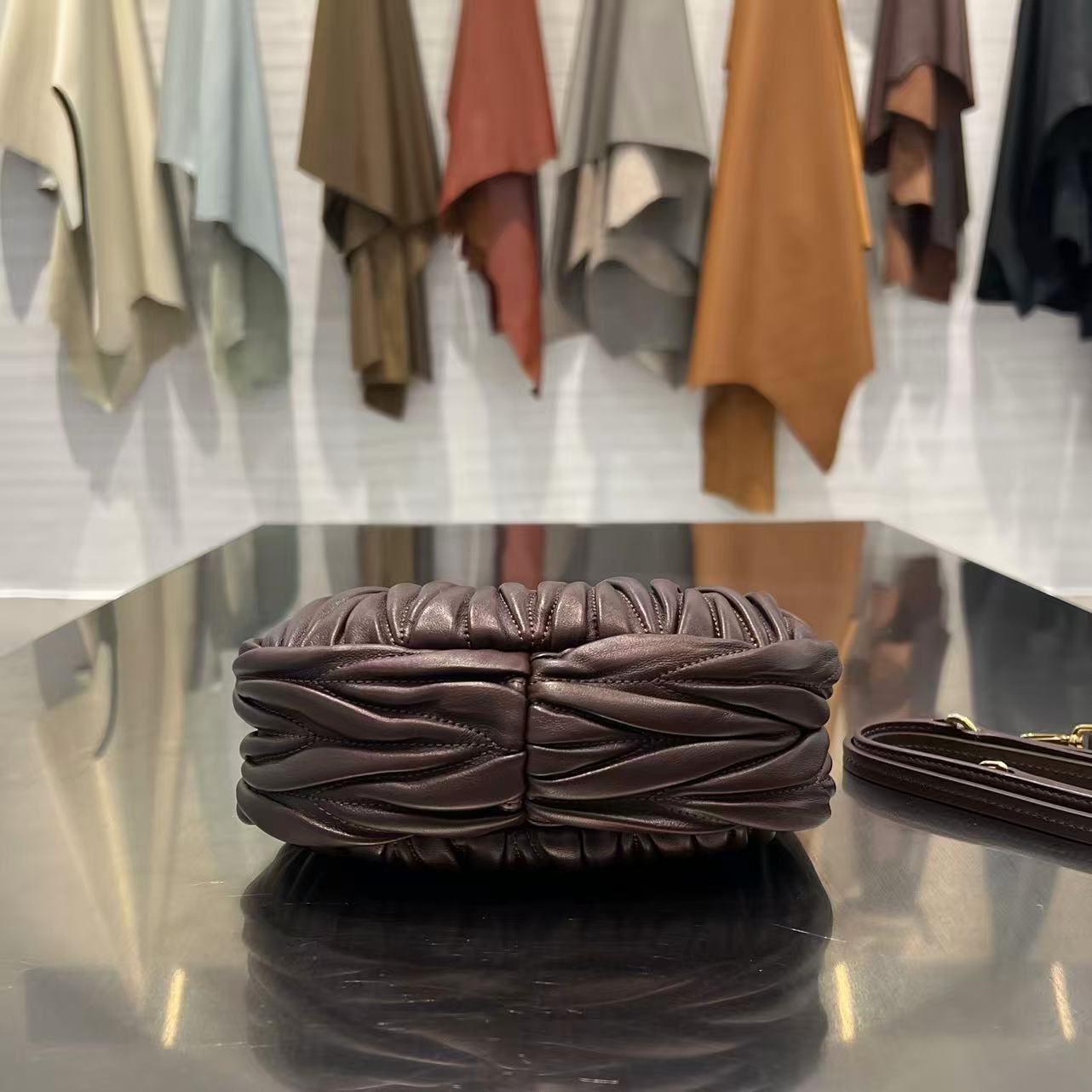 DARK CHOCOLATE MATELASSÉ MINI HOBO BAG