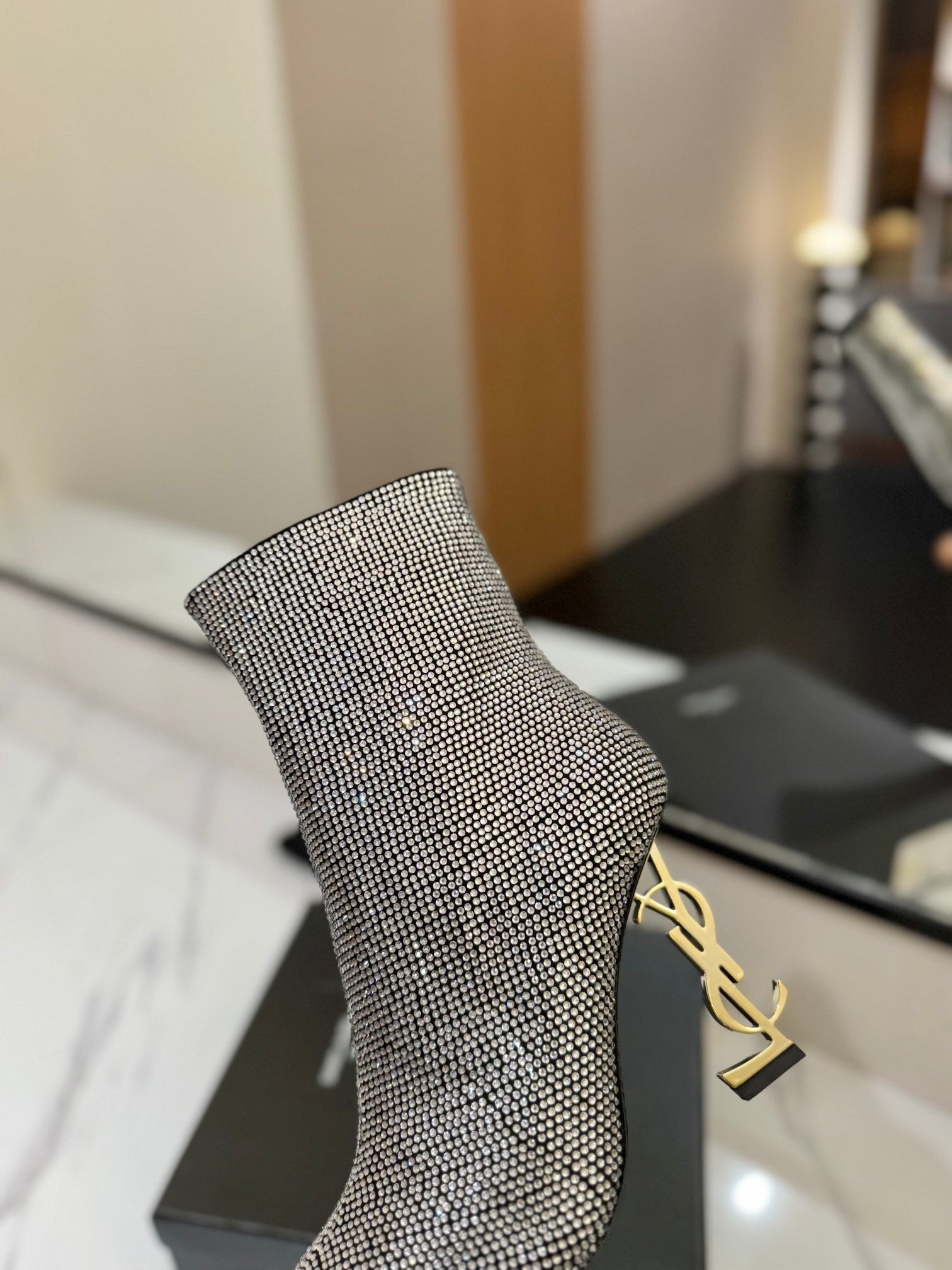 CRYSTAL POINTED HEEL BOOTS