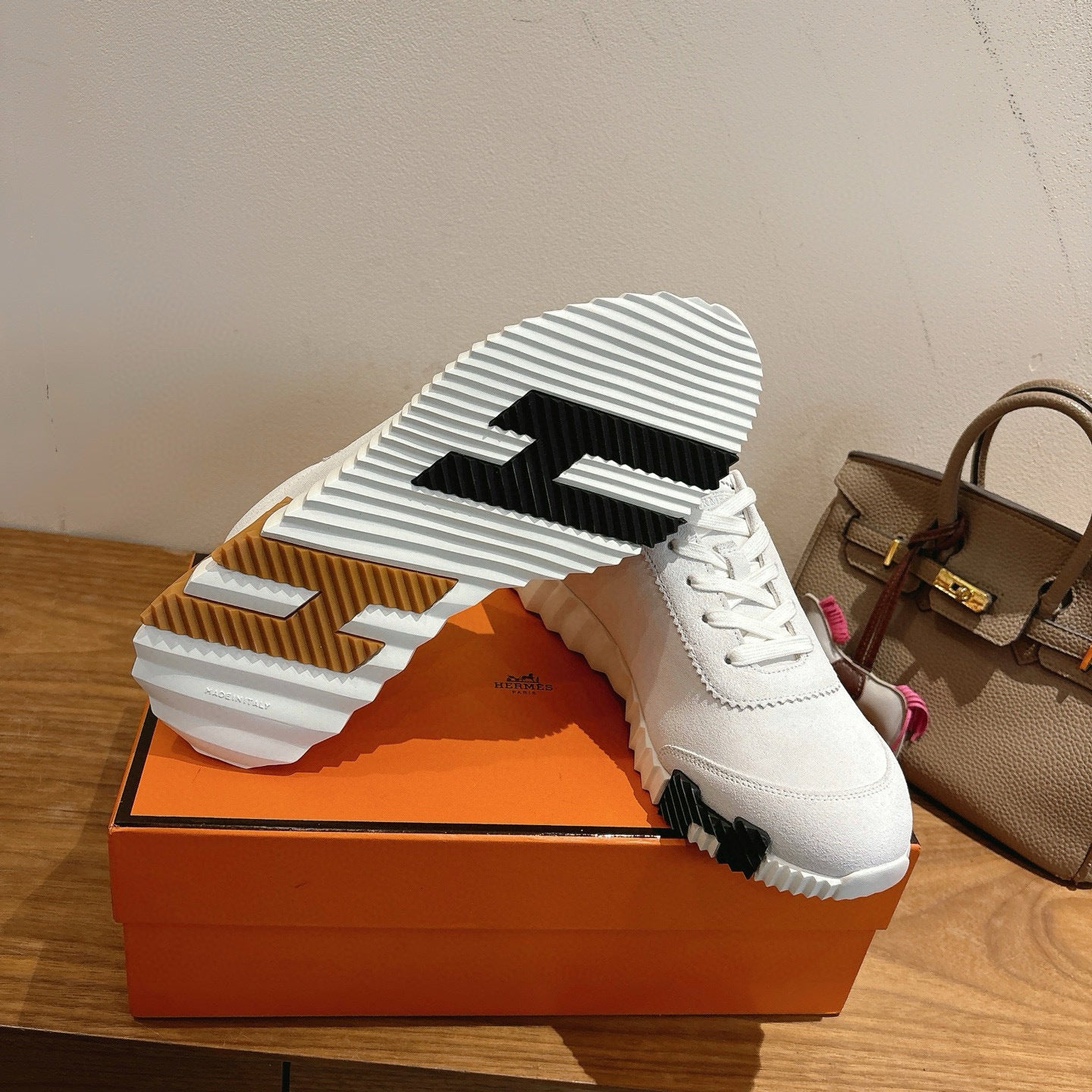 WHITE LEATHER & SUEDE LOW-TOP SNEAKERS