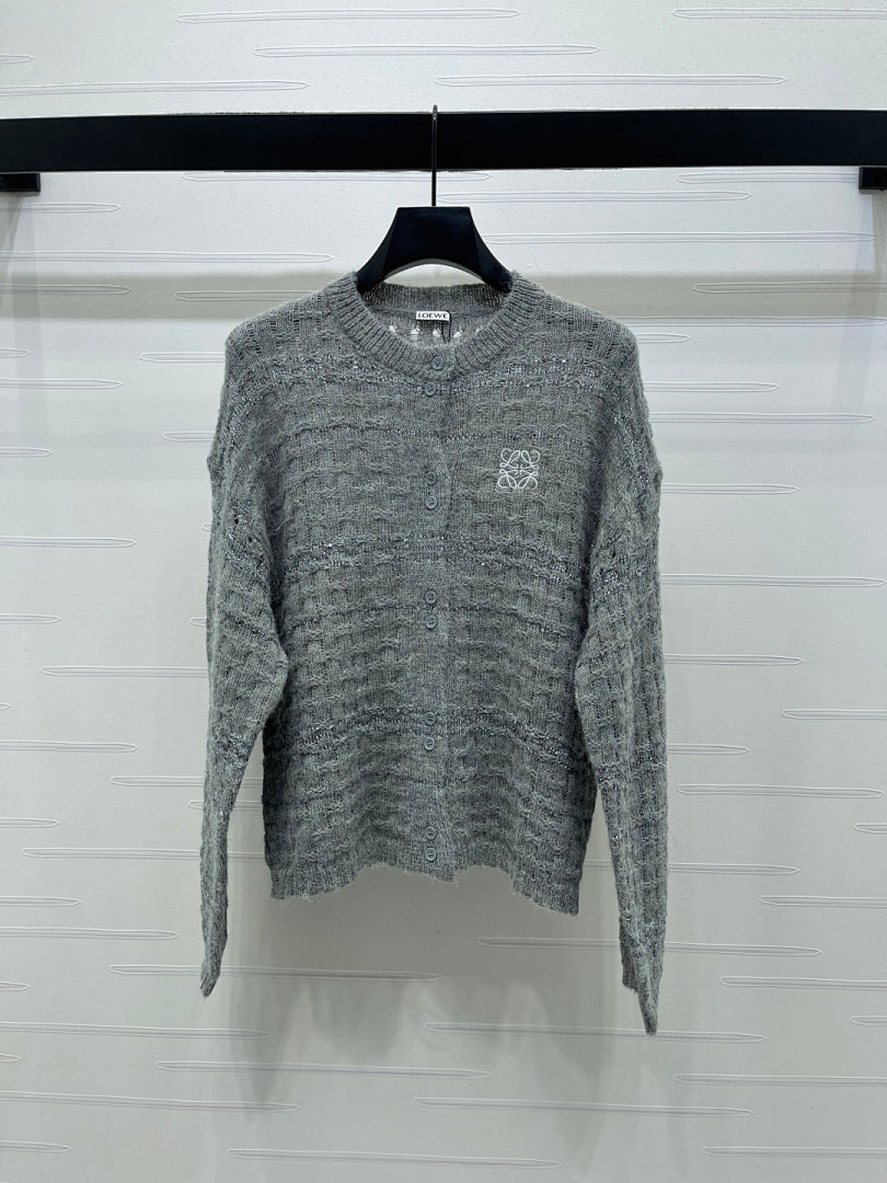 TEXTURED KNIT BUTTON CARDIGAN
