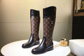 BROWN MONOGRAM TALL LEATHER BOOTS